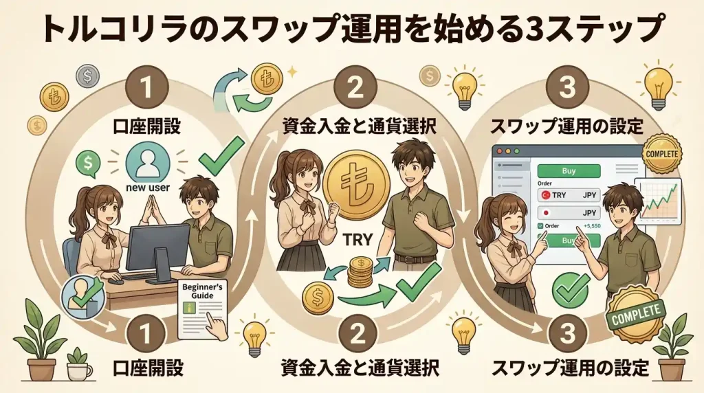 トルコリラのスワップ運用を始める3ステップ