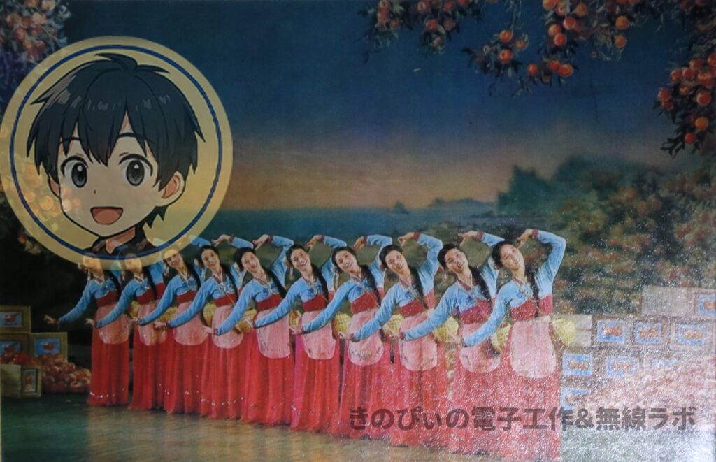 舞踊の写真が印刷された朝鮮中央放送の受信証の表面