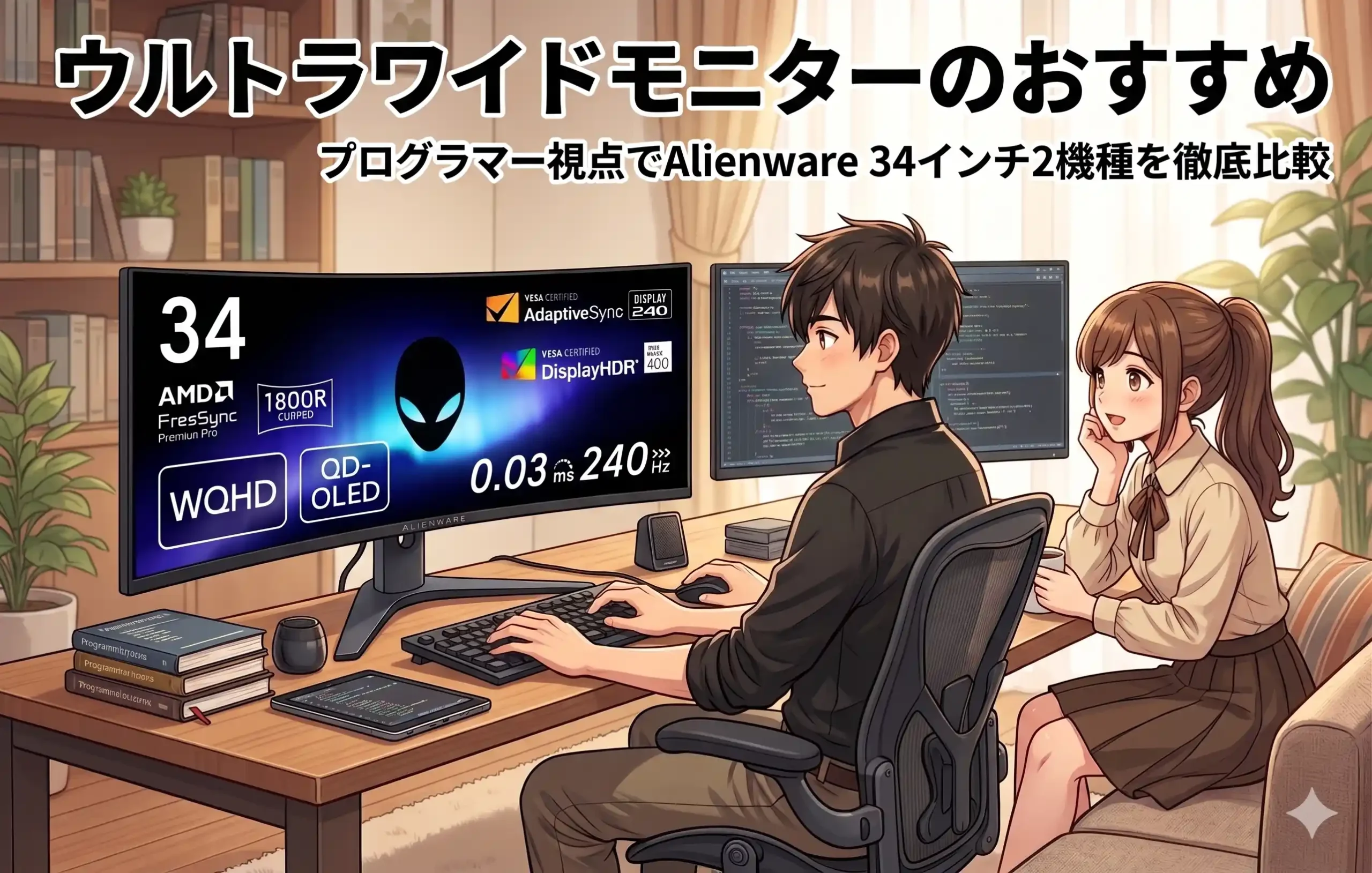 【最新版】ウルトラワイドモニターのおすすめ｜プログラマー視点でAlienware 34インチ2機種を徹底比較