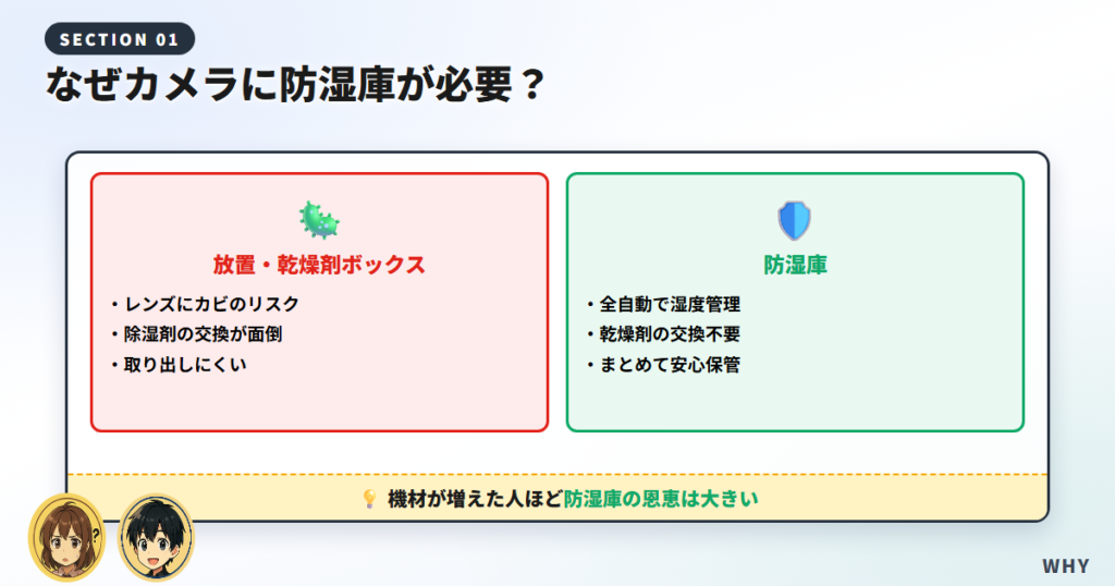 なぜカメラに防湿庫が必要？カビ対策とドライボックスの限界