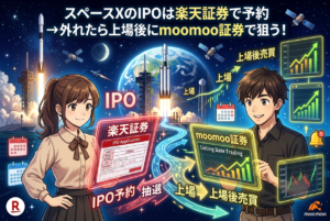 スペースXのIPOはどこで買う?楽天証券で予約→上場後はmoomoo証券で狙う2ルート