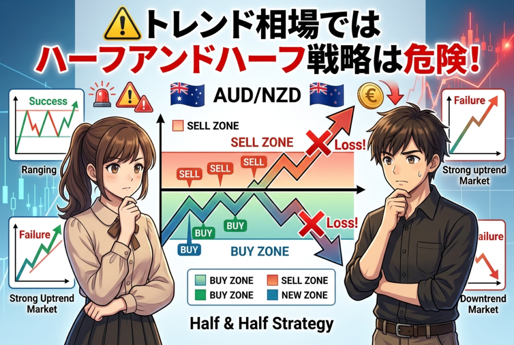 レンジ相場ではハーフアンドハーフ戦略は危険！