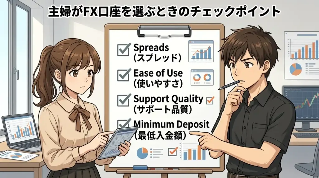 主婦がFX口座を選ぶときのチェックポイント