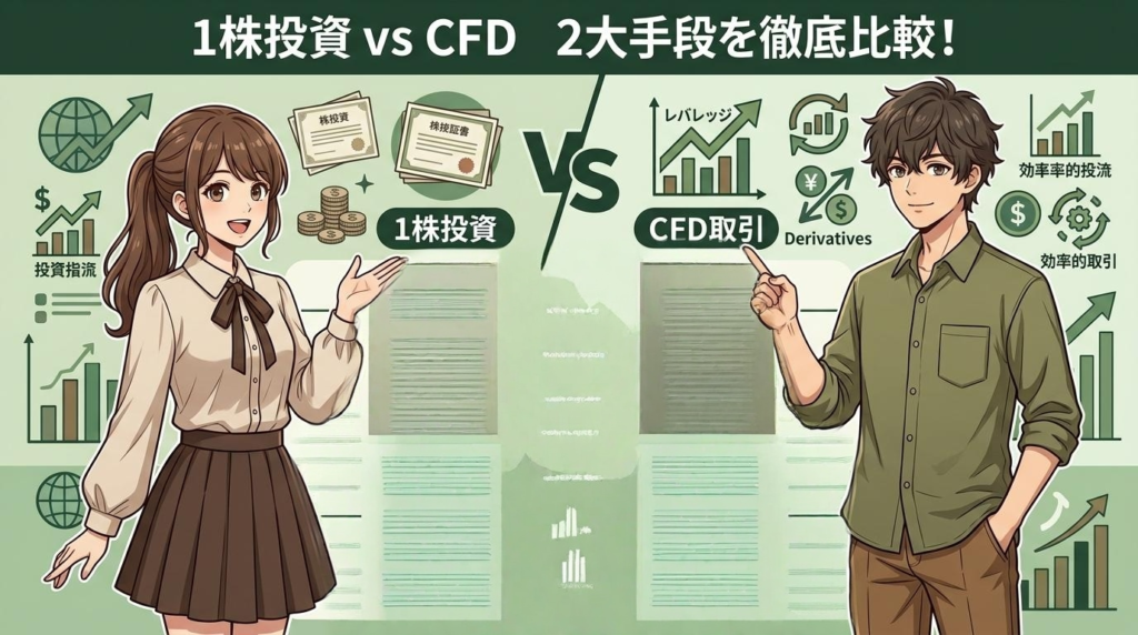 【比較表】1株投資 vs CFD｜少額投資の2大手段を徹底比較