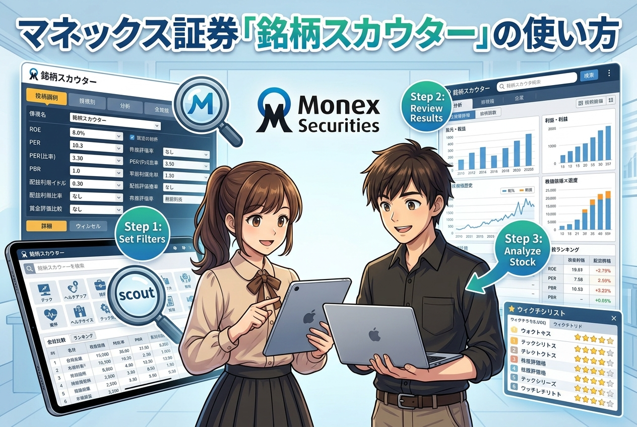 【完全ガイド】マネックス証券「銘柄スカウター」の使い方｜米国株・無料で使う方法まで解説