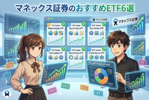 マネックス証券のおすすめETF6選|手数料実質無料で買える定番銘柄を初心者向けに解説
