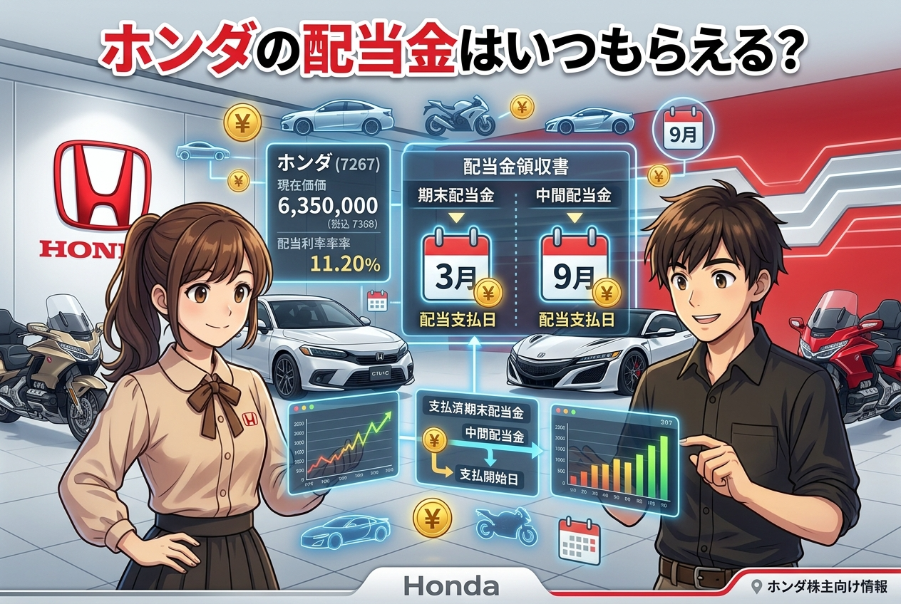 ホンダの配当金はいつもらえる？権利確定日・支払日・1株いくらを解説【2026年最新】