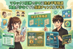 マネックス証券のIPOは完全平等抽選|資金が少なくても当選チャンスは平等【始め方も解説】