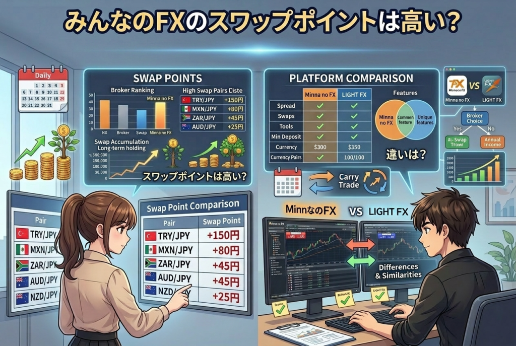 みんなのFXのスワップポイントは高い？おすすめ高金利通貨と注意点を初心者向けに解説【最新版】