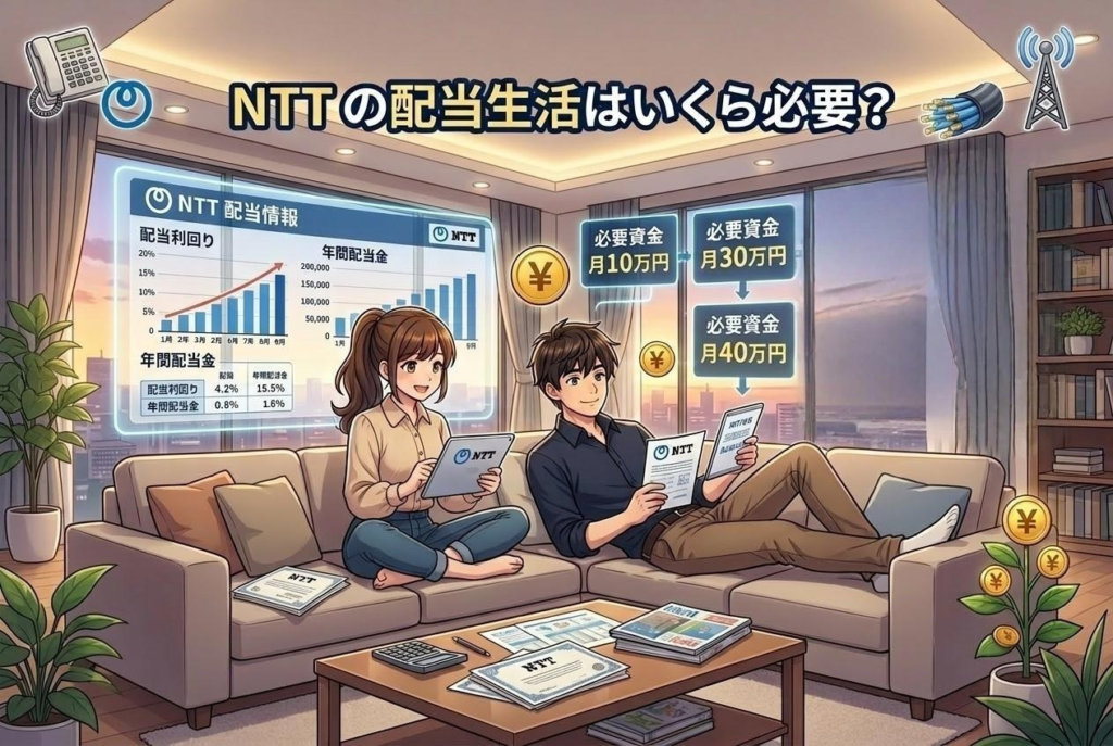 NTTの配当金生活は何株でいくら必要？1.5万円から始める方法を初心者向けに解説【最新版】