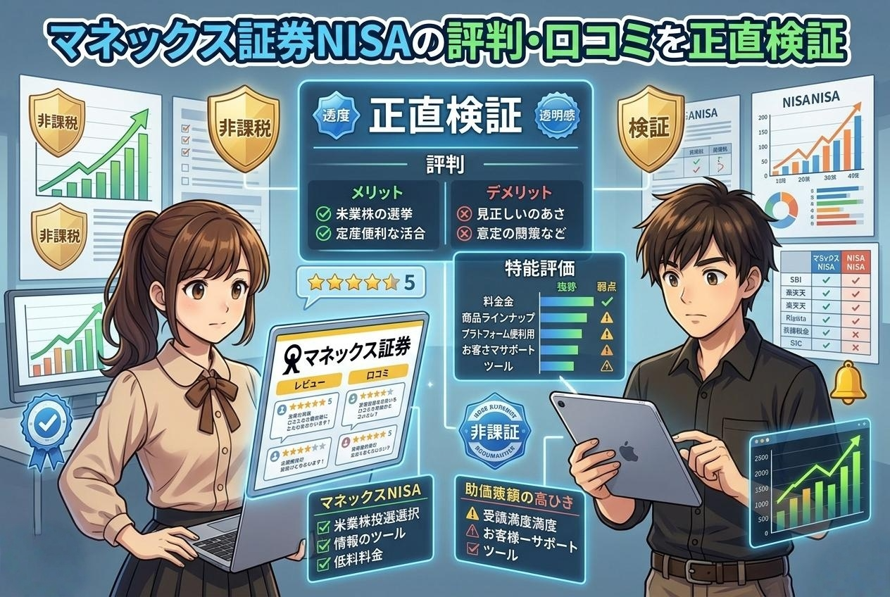 【最新】マネックス証券NISAの評判・口コミを正直検証|デメリットとドコモ連携のお得度