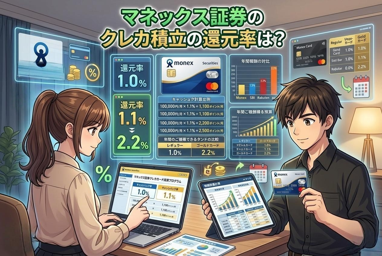 マネックス証券のクレカ積立の還元率は?マネックスカードとdカードを徹底比較【最新】