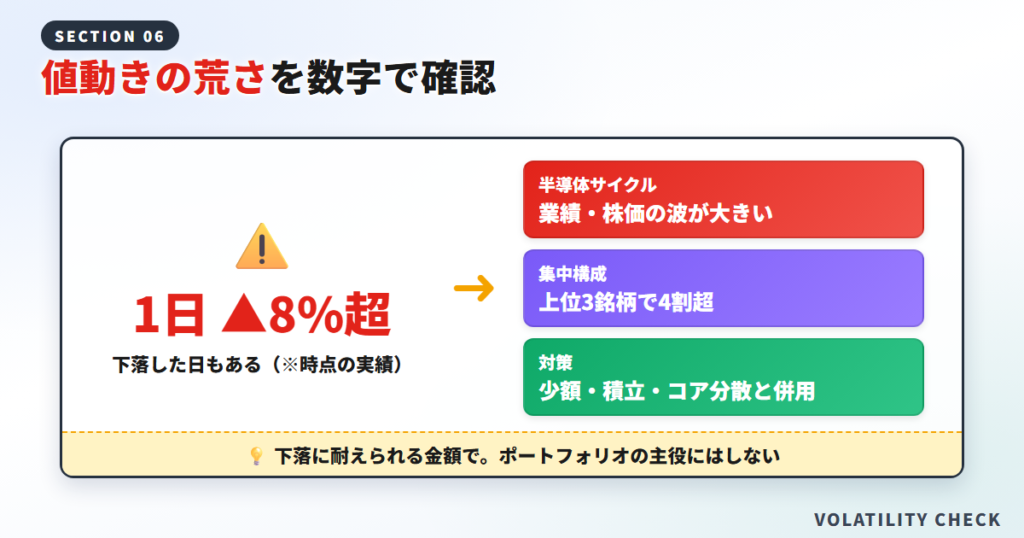 【重要】値動きの荒さを数字で確認(1日▲8%超の日も)