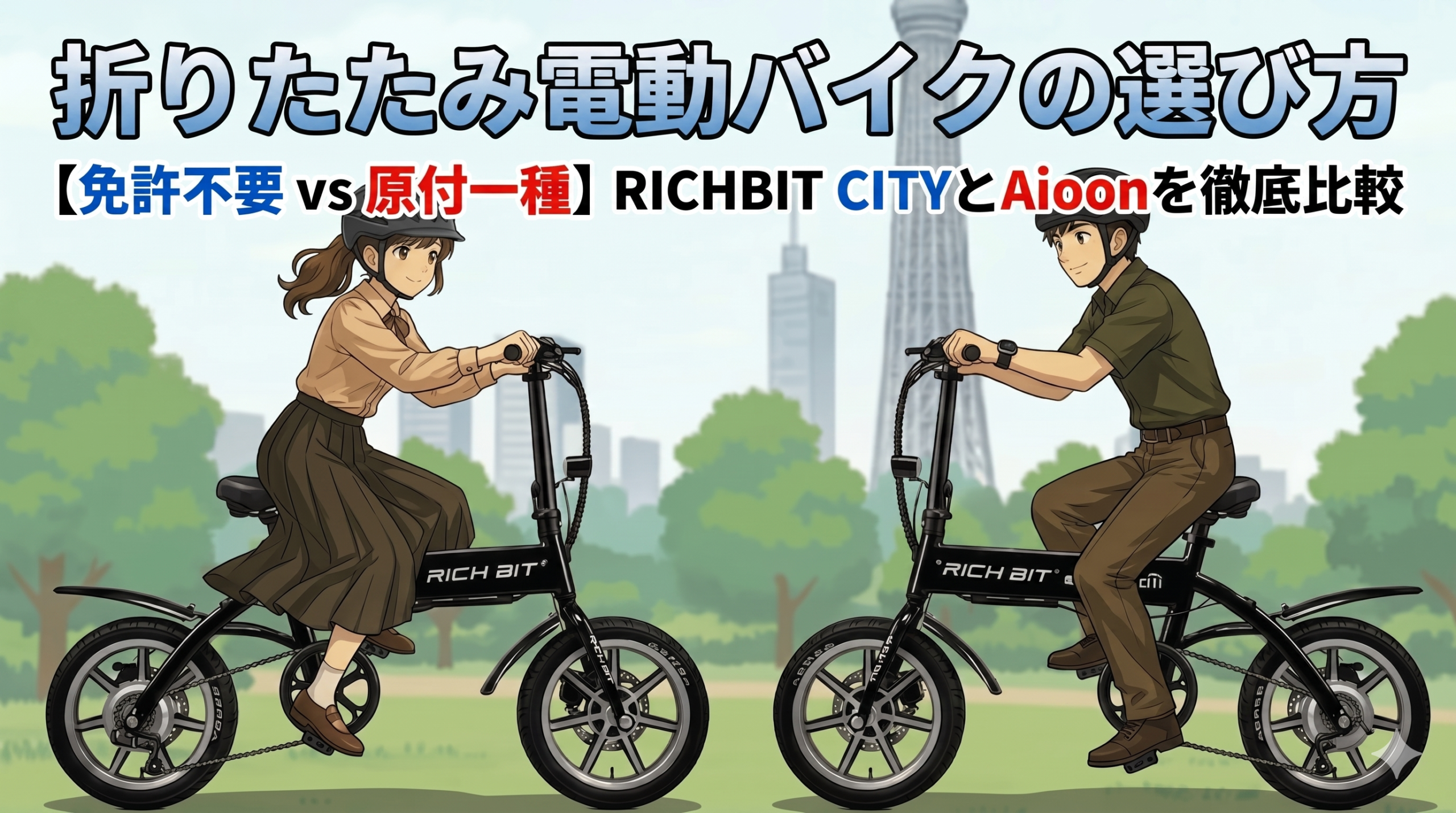 【免許不要 vs 原付一種】RICHBIT CITYとAioonを徹底比較｜折りたたみ電動バイクの選び方